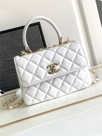 CC original lambskin mini top handle flap bag AS4654-2 white