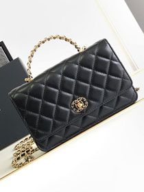 CC original lambskin wallet on chain AP3664 black