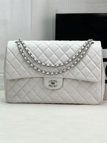 CC original grained calfskin maxi flap bag AS4661 white