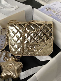 2024 CC original mirror calfskin mini flap bag AS4647 gold