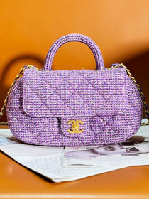 2024 CC original tweed top handle bag AS4569 purple