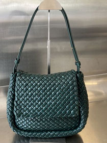 BV original lambskin cobble shoulder bag 709418 emerald green