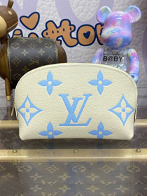 Louis vuitton original calfskin cosmetic pouch M45951 white&blue