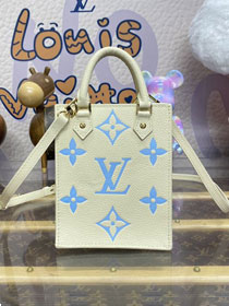 Louis vuitton original calfskin petit sac plat bag m81417 white&blue