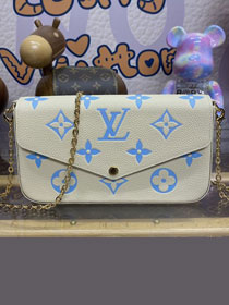 Louis vuitton original calfskin pochette felicie M81759 white&blue