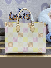 Louis vuitton original damier canvas onthego mm N40518 peach