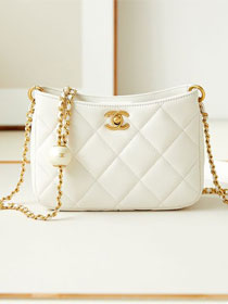 2024 CC original lambskin mini hobo bag AS4859 white