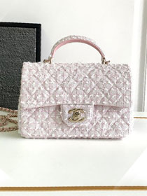 2024 CC original tweed top handle flap bag AS2431 pink