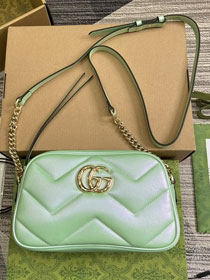 GG original iridescent calfskin small shoulder bag 447632 green