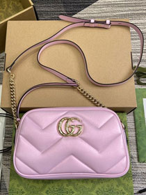 GG original iridescent calfskin small shoulder bag 447632 pink