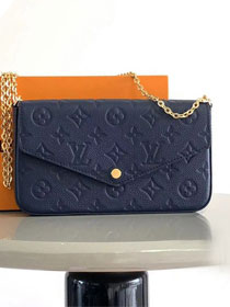 Louis vuitton original calfskin pochette felicie M64064 navy blue