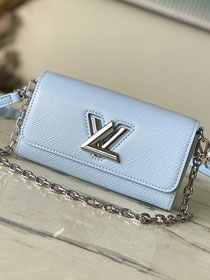 Louis vuitton original epi leather twist west pouch M83478 light blue