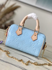 Louis vuitton original vernis calfskin nano speedy M83000 sky blue