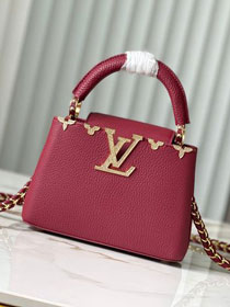 Louis vuitton original calfskin capucines mini handbag M48865 wine