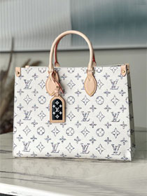 Louis vuitton original jacquard fabric onthego mm M24708 white	