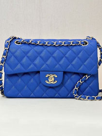 CC original grained calfskin medium flap bag A01112 blue