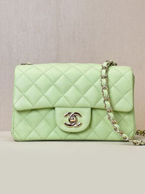 CC original grained calfskin mini flap bag A69900 green