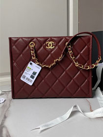 CC original grained calfskin tote bag AS4940 bordeaux