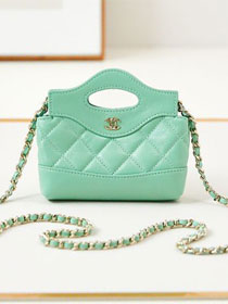 CC original lambskin clutch with chain AP3875 green