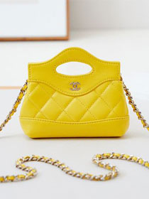 CC original lambskin clutch with chain AP3875 yellow