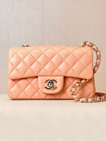 CC original lambskin mini flap bag A69900 coral