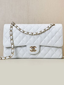 CC original grained calfskin medium flap bag A01112 white