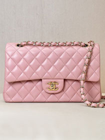 CC original lambskin medium flap bag A01112 light pink