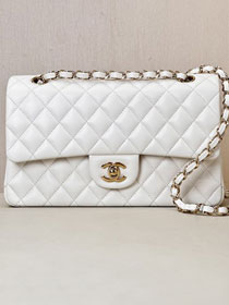 CC original lambskin medium flap bag A01112 white