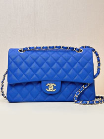 CC original grained calfskin small flap bag A01113 blue