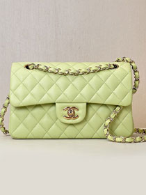 CC original lambskin small flap bag A01113 light green