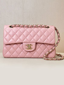 CC original lambskin small flap bag A01113 light pink