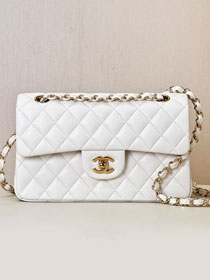 CC original lambskin small flap bag A01113 white