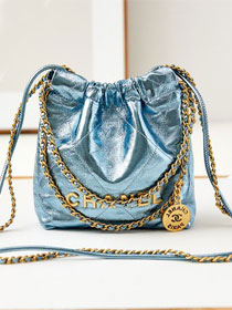 2024 CC original aged calfskin 22 mini handbag AS3980 blue