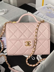 2024 CC original lambskin small top handle flap bag AS4957 pink