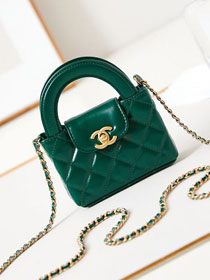 CC original calfskin clutch with chain AP3435 green