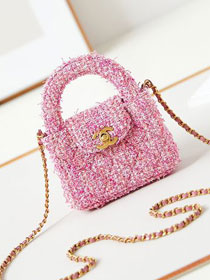 CC original tweed clutch with chain AP3435 pink