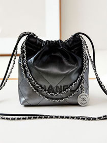 2024 CC original calfskin 22 mini handbag  AS3980 black&silver