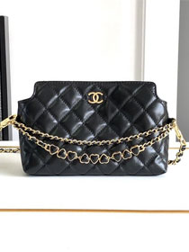 CC original calfskin clutch with chain AP3787 black