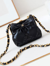 CC original lambskin clutch with chain AP4028 black