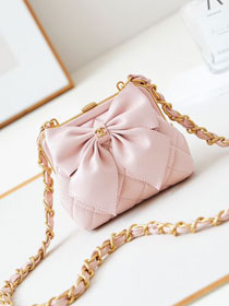 CC original lambskin clutch with chain AP4028 pink