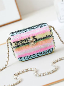 CC original sequins mini flap bag AS3268 multicolor