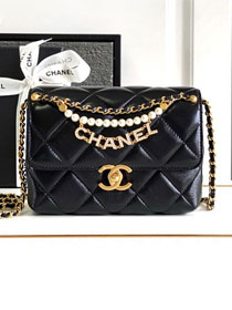 2024 CC original lambskin mini flap bag AS4986 black