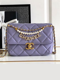 2024 CC original lambskin mini flap bag AS4986 light purple