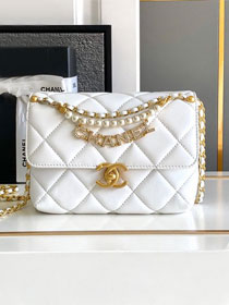 2024 CC original lambskin mini flap bag AS4986 white