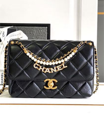 2024 CC original lambskin small flap bag AS4986 black