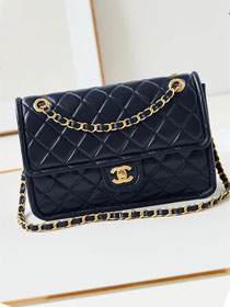 2024 CC original calfskin flap bag AS4686 navy blue