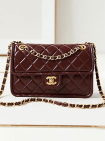 2024 CC original calfskin small  flap bag AS4687 bordeaux