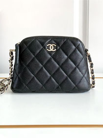 CC original grained calfskin clutch with chain AP4000 black