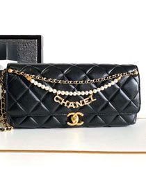 CC original lambskin clutch with chain AP5001 black