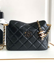 CC original lambskin clutch with chain AP6473 black